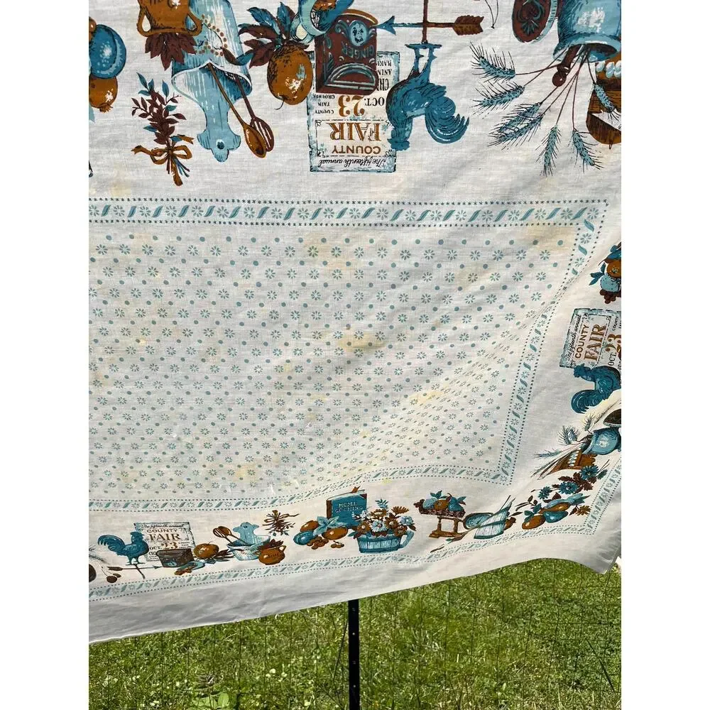 Vintage 1970s Style Early American Revival Tablecloth
